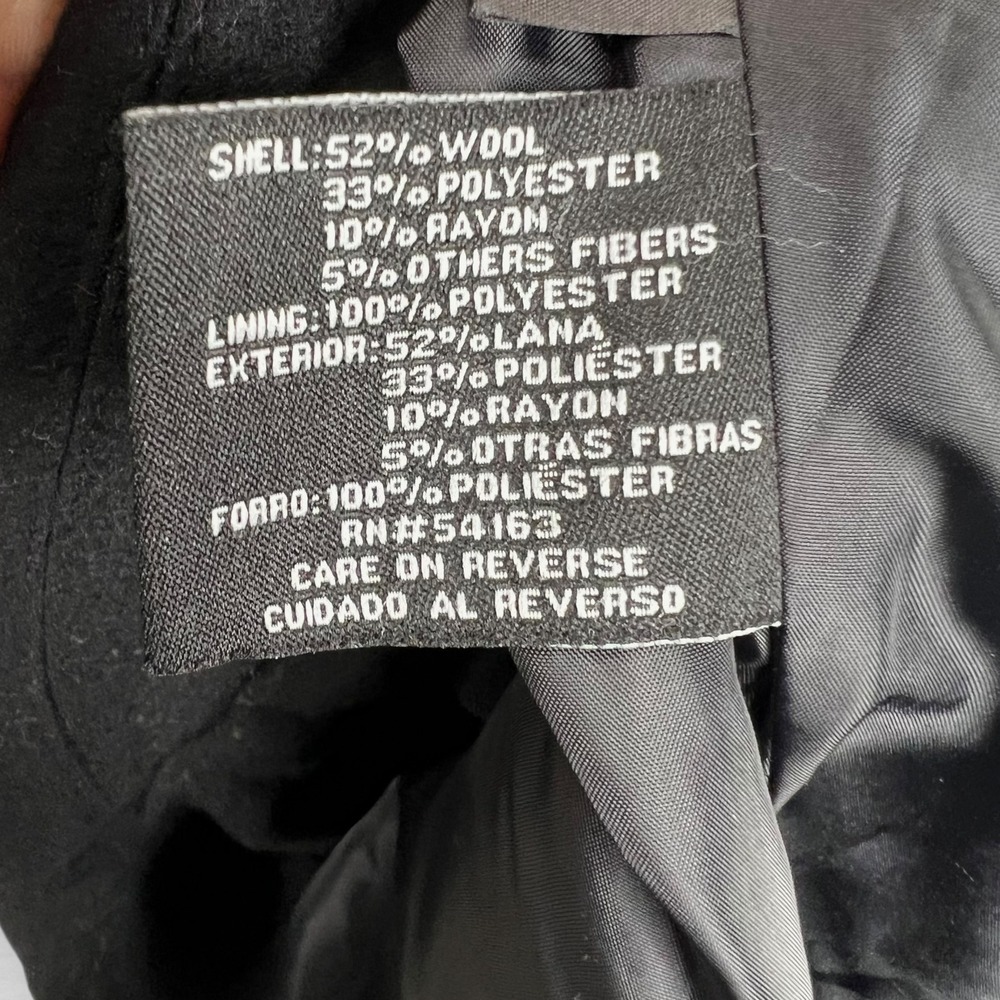 WHITE RIVET Double Breasted Black Pea Coat Petite M - Picture 9 of 11